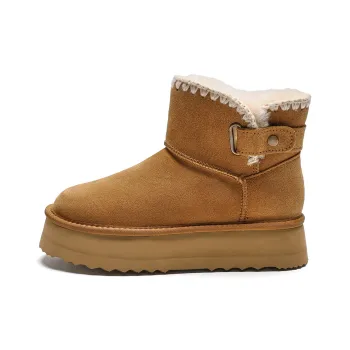 EBLAN Warm Wear Resistant Slip Resistant Ankle Length Snow Boots Women's Chestnut