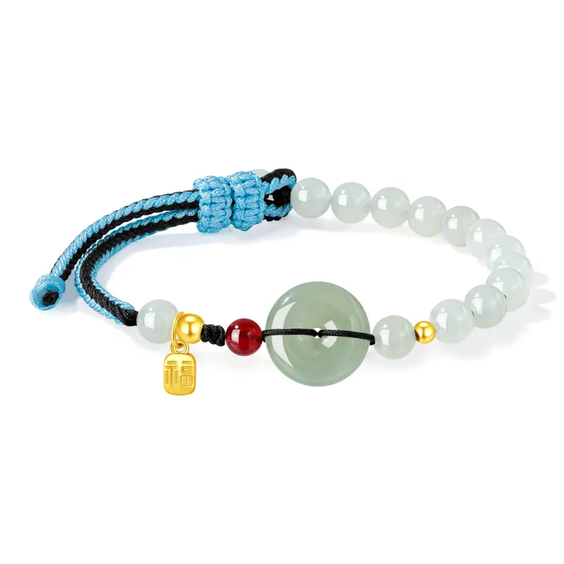 Lao Feng Xiang Hetian Jade Bracelets Green Jade Unisex-5