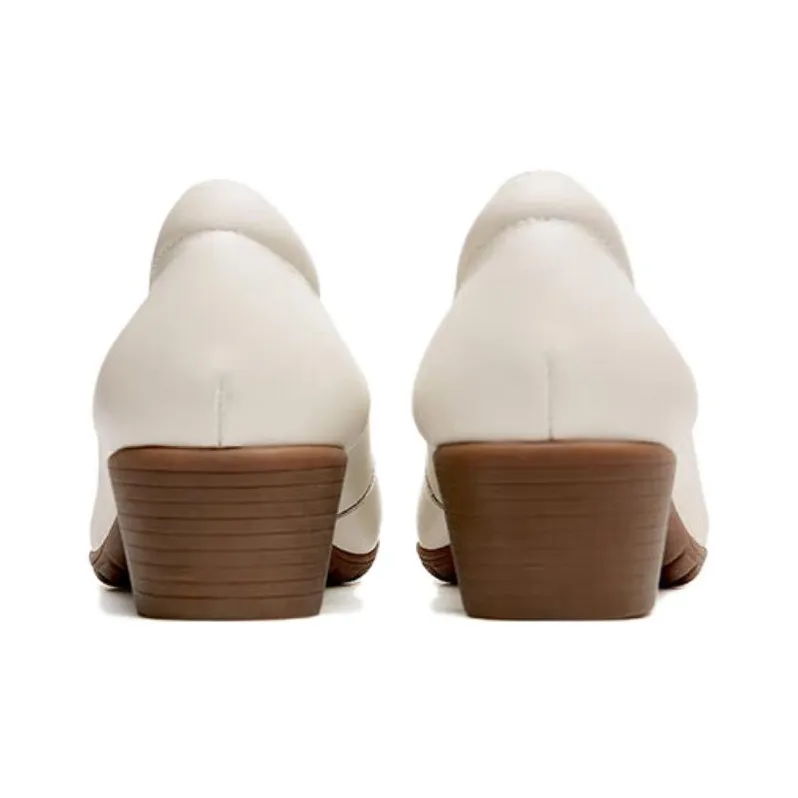 CAMEL Chunky Heel High Heels 3cm Women's Ecru-3