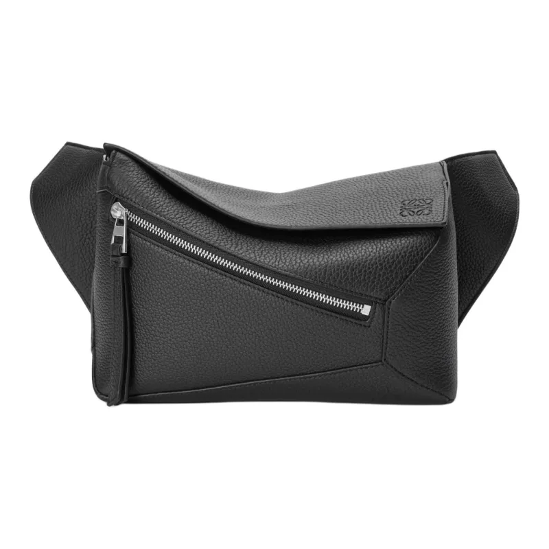 LOEWE Puzzle Grained Calfskin Fanny Pack Small Size Men's Black-0