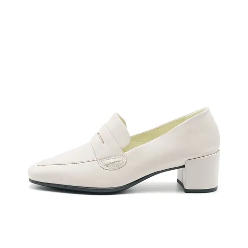 Ecco Block Heel High Heels Women's Limestone White