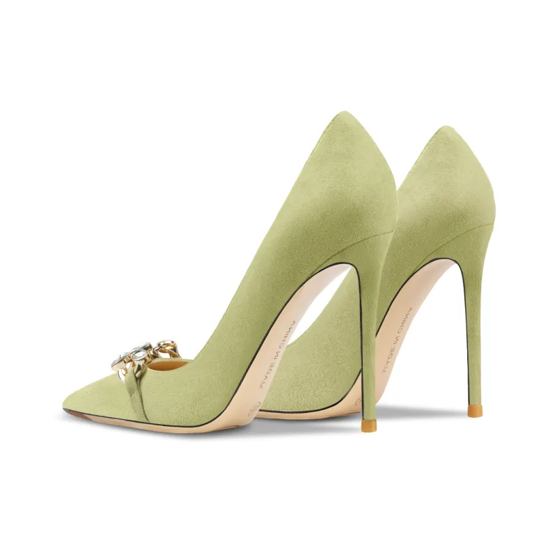 Suyymakk Slim Heel High Heels Women's Grass Green-2