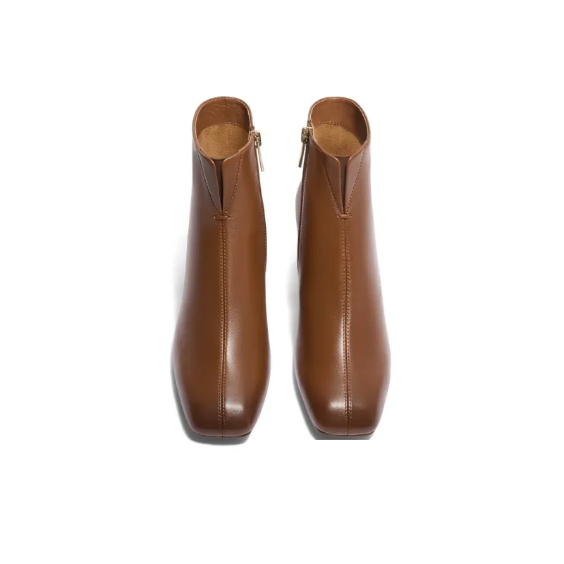BELLE Ankle Boots 6cm Women's Apricot Brown Black-6