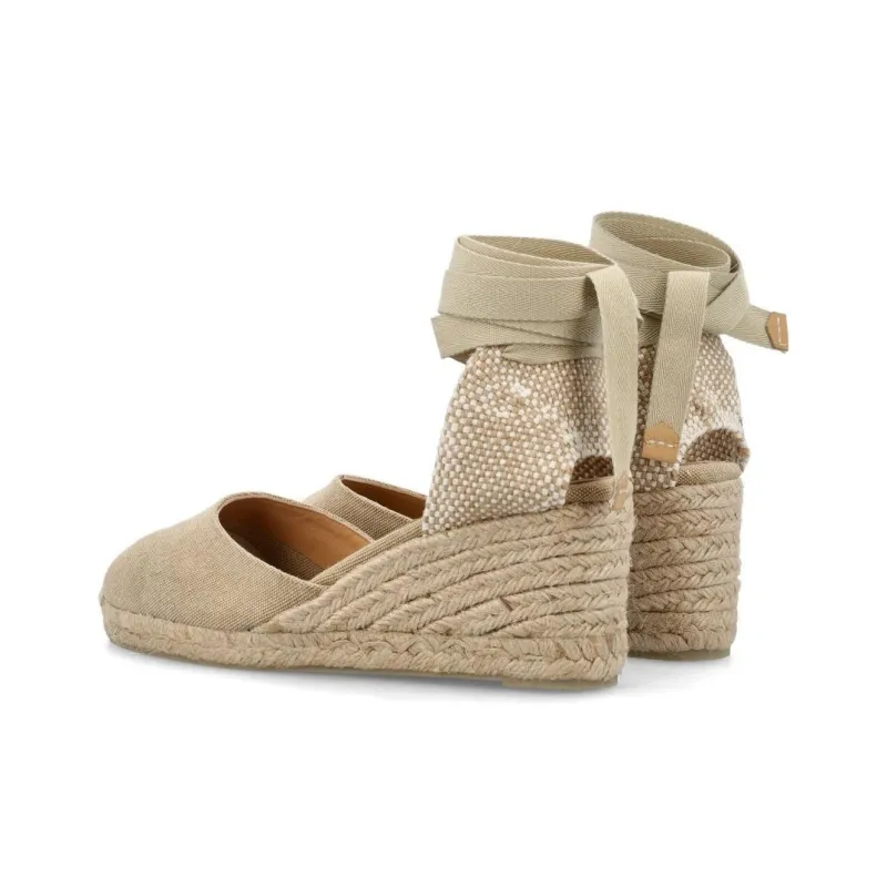 Castañer CARINA Wedge Heel High Heels 7cm Women's Beige-3