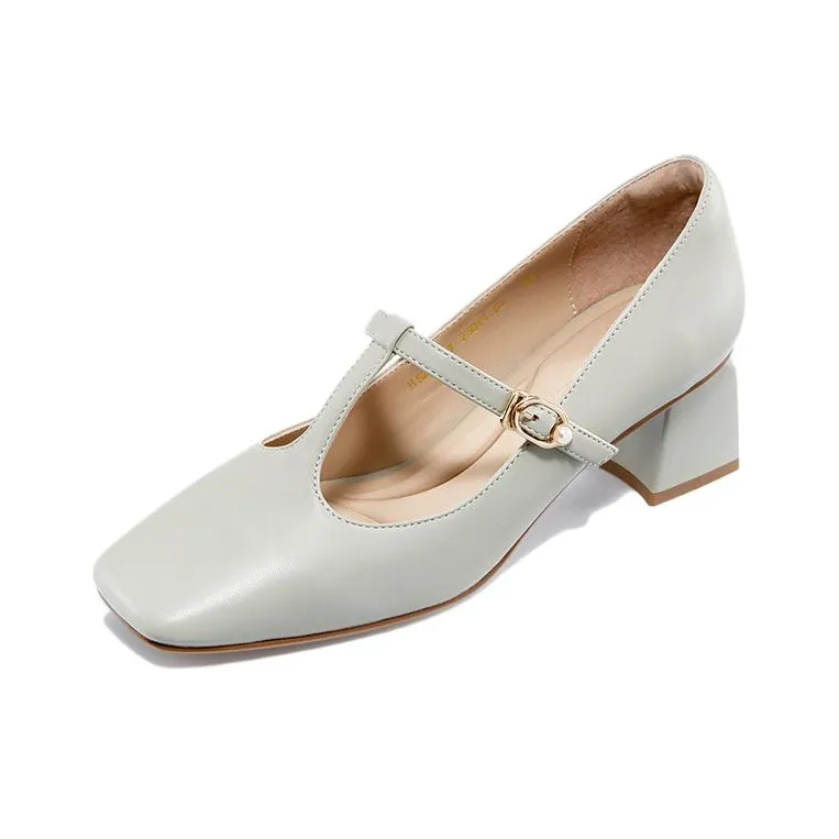 HARSON Block Heel High Heels 5.3cm Women's Mint Green-1
