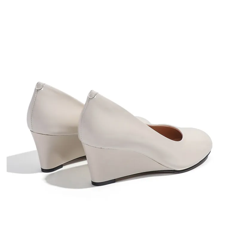 Mulinsen Wedge Heel High Heels 5.5cm Women's Beige-3