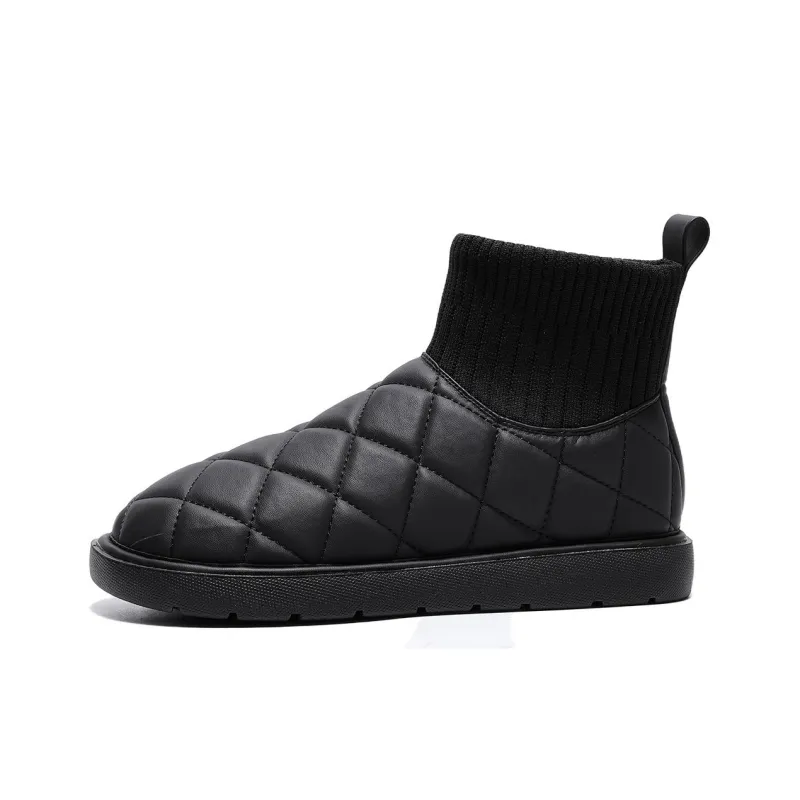 EBLAN Warm Ankle-Length Snow Boots Women's Black-0