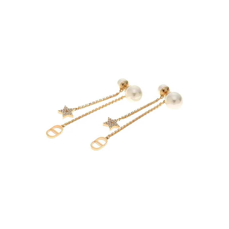 DIOR Metal, Faux Crystal, Resin Earrings Women's-1