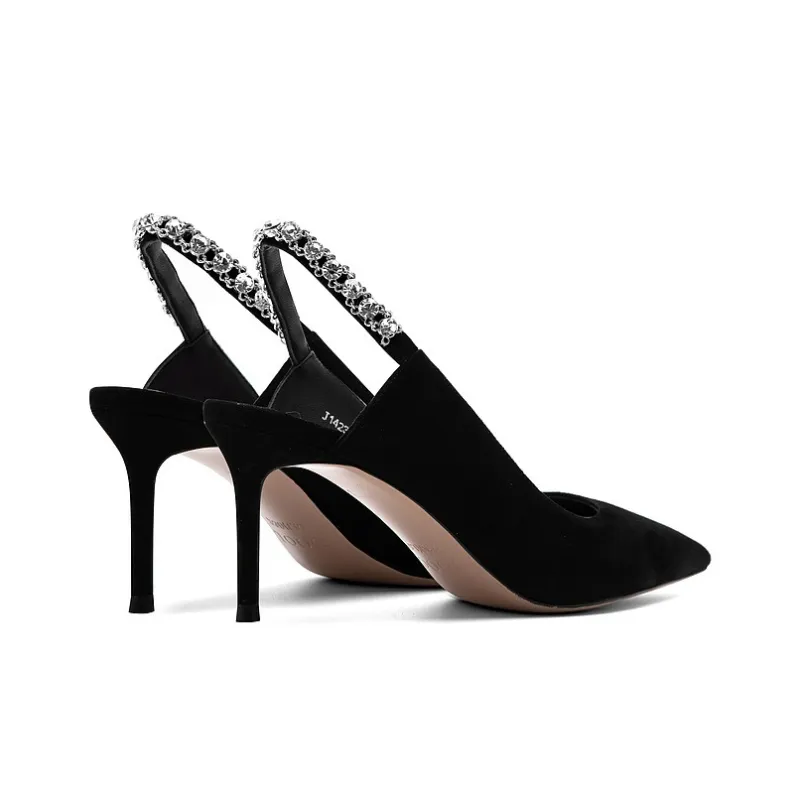 JOOC Slim Heel High Heels 7cm Women's Black-7