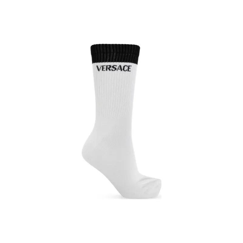 VERSACE FW24 Mid Calf Socks Women's 1 Pack White-1