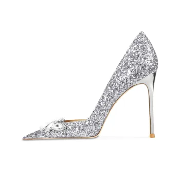 Ganxiaojie Slim Heel High Heels Women's Silver