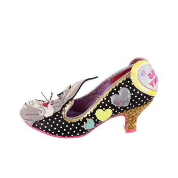 IRREGULAR CHOICE Chunky Heel High Heels 6cm Women's Black Yellow