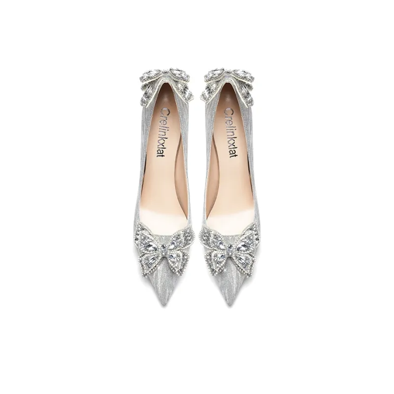 Crelinkxlat Slim Heel High Heels Women's Silver-3