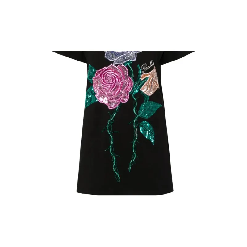 BALMAIN Rose Embellished Crewneck T-Shirt-5