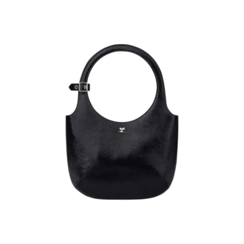 COURREGES Leather Shoulder Bag Crossbody Bag Handbag Women's Black-0