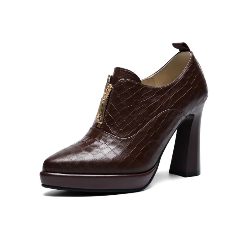 ZHR Chunky Heel High Heels 10cm Women's-10