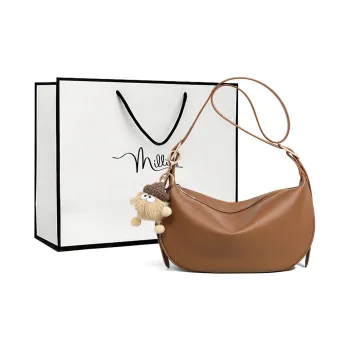 MILLIE'S Synthetic Leather Shoulder Bag Crossbody Bag Moon Shaped Dumpling Bag Regular Women's Caramel/Cream Apricot