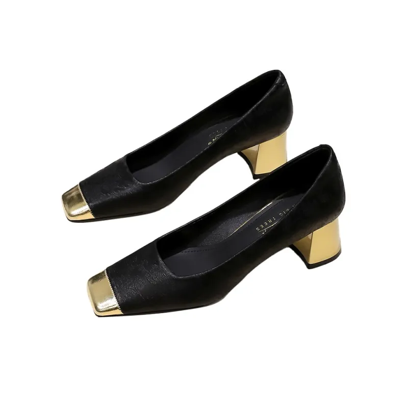 QITUMAUL Chunky Heel High Heels 5cm Women's-8