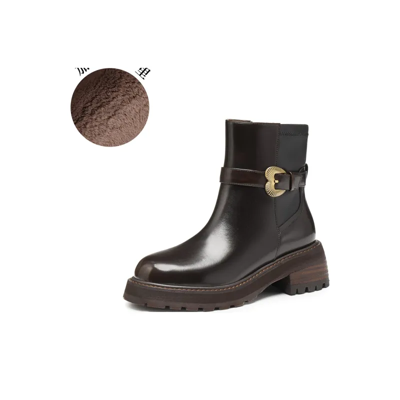 Joypeace Ankle Boots Women's Burgundy/Black-5