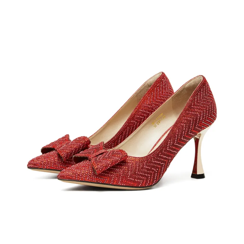 Lazi Slim Heel High Heels 8.5cm Women's Red-3