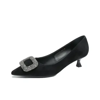 BAFFN Flared Heel High Heels 4CM Women's Black