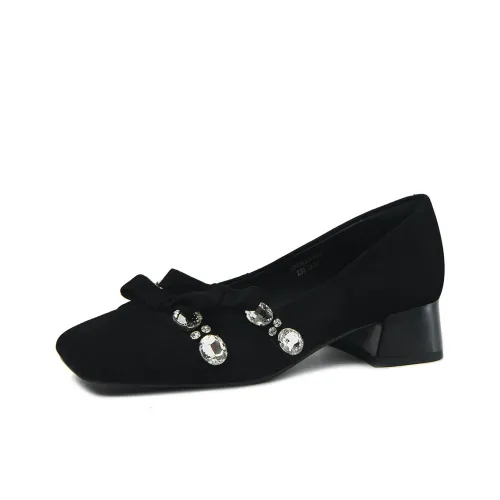 CAMEIDO Chunky Heel High Heels 4cm Women's Black