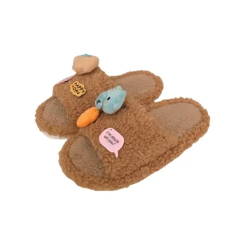 SHIGUDE Indoor Cotton Slipper Shoes Women's Brown