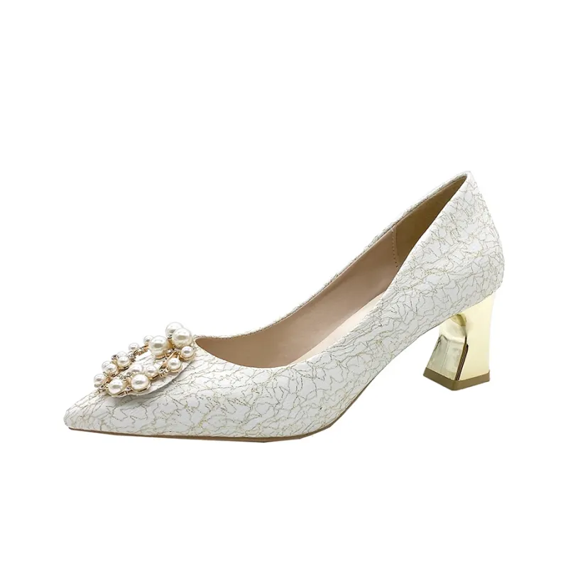 PARK DANCE Block Heel High Heels Women's Canary White-9