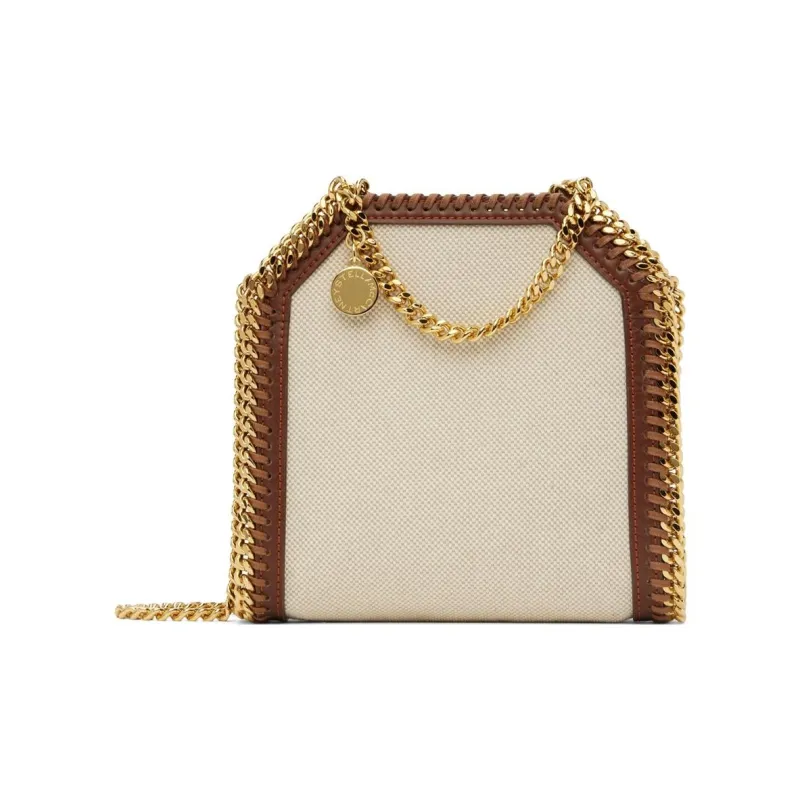 Stella McCartney Falabella Polyester Tote Bag, Shopping Bag, Irregular Shaped Bag, Handbag Women's White & Umber-1