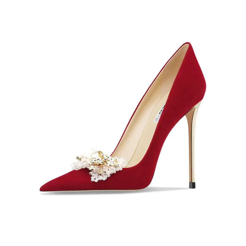 Ganxiaojie Slim Heel High Heels 6cm 8cm 10cm Women's Red-1