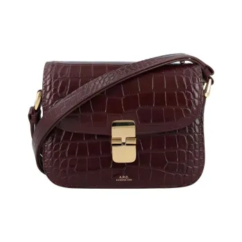 A.P.C Leather Crossbody Bag Shoulder Bag Small Size Women's Burgundy