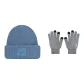 Blue Hood+Black and White Gloves