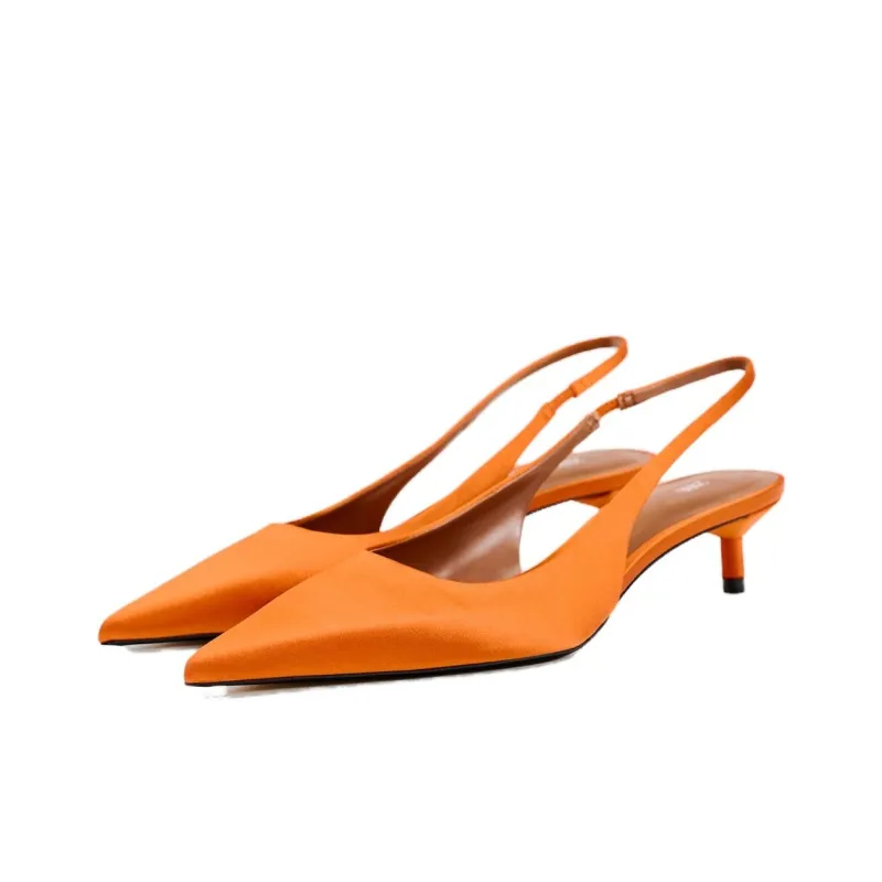 ZARA Slim Heel High Heels 5cm Women's Orange-1