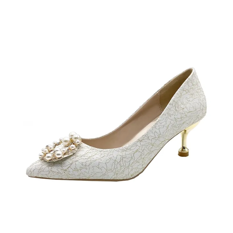 PARK DANCE Block Heel High Heels Women's Canary White-0