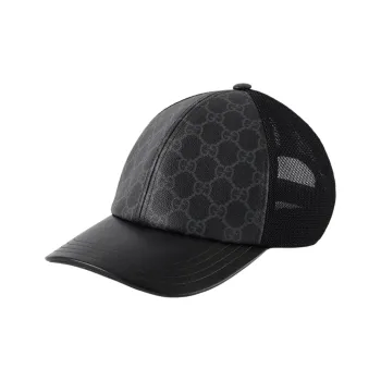 GUCCI Leather Baseball Caps Unisex Black