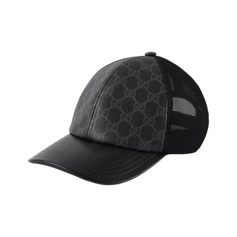 GUCCI Leather Baseball Caps Unisex Black-0