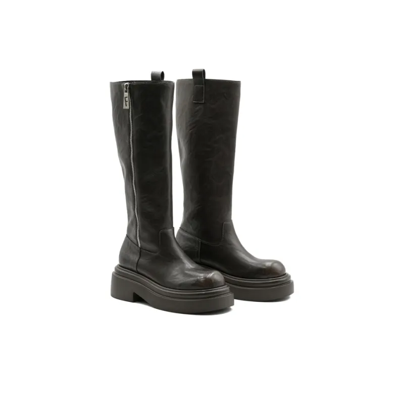 Little Sue Unique Design Trendy Fashion British Style Shiny Chelsea Long Boots Knee-high Boots Women's-1