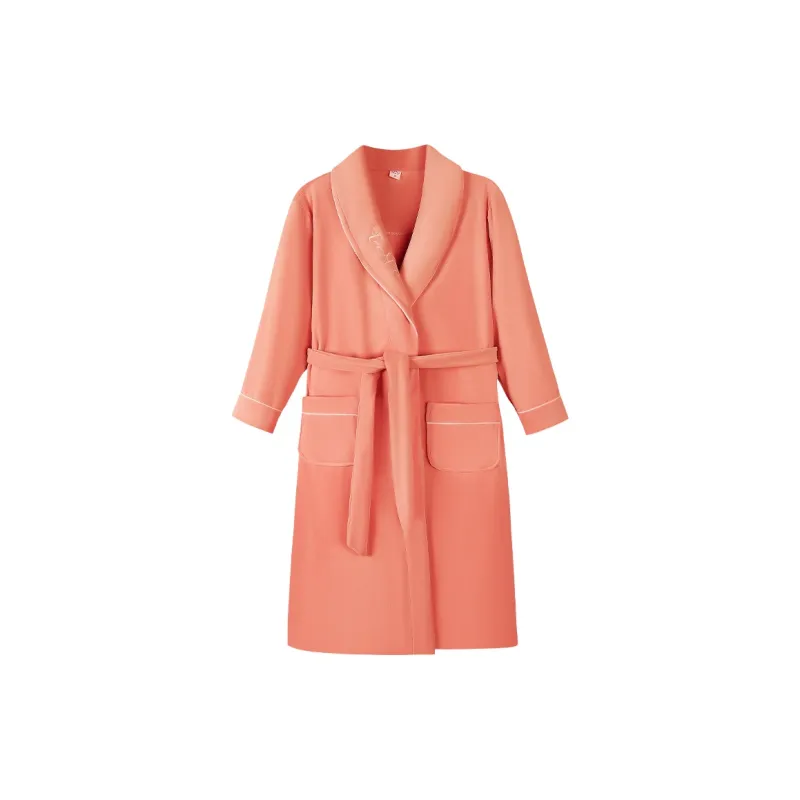 UAVAE Pajama Robe Bathrobe Women's Qiu Fei Red-0