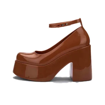 MELISSA Doll Heel Chunky Heel High Heels 11cm Women's Brown