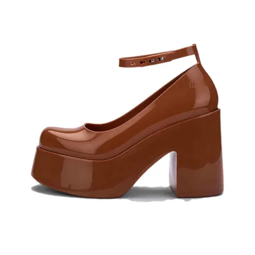 MELISSA Doll Heel Chunky Heel High Heels 11cm Women's Brown