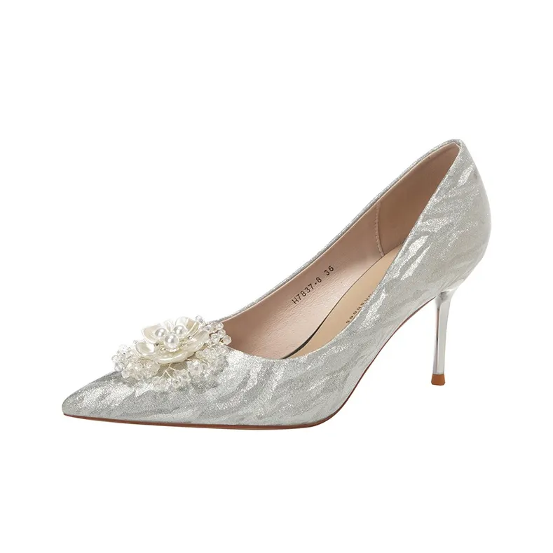 Bamiti Coming of Age Ceremony High Heels Women's Silver-4