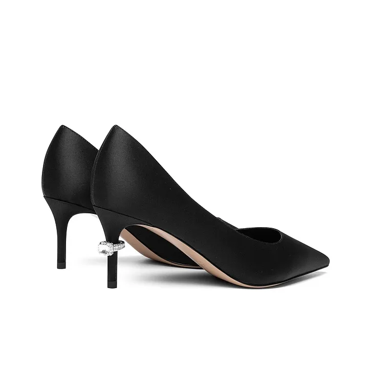 JOOC Slim Heel High Heels 9.5cm/6.5cm Women's Black-6