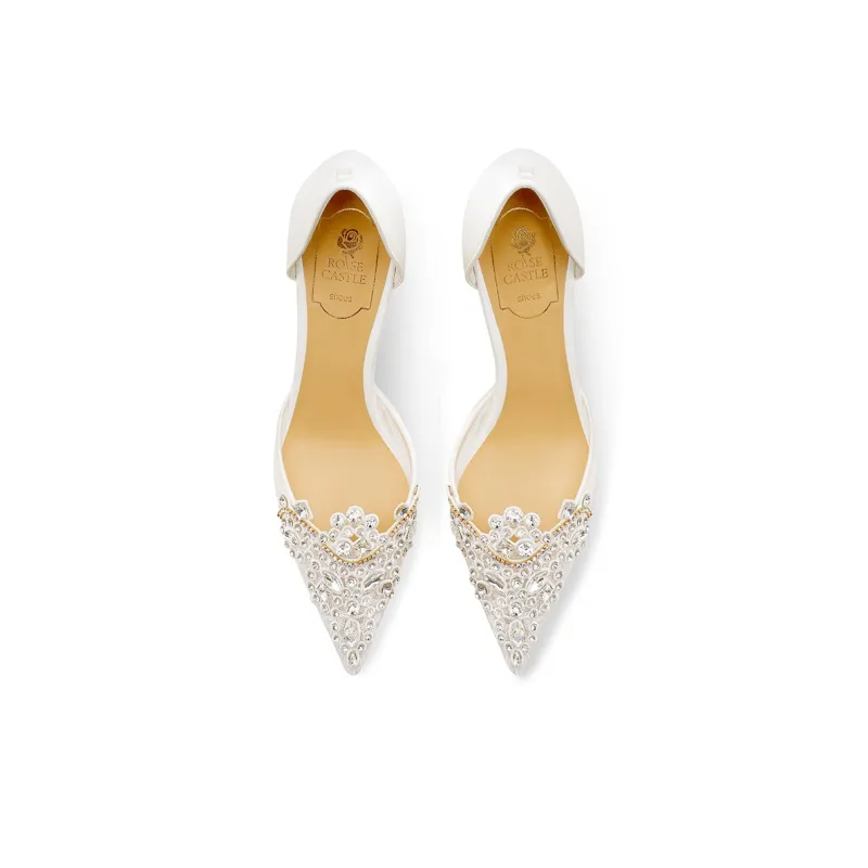 ROSE CASTLE Slim Heel High Heels 7cm Women's White-2