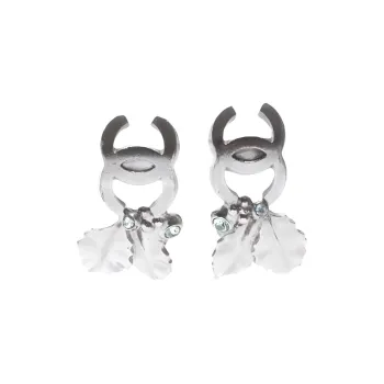 CHANEL 2005 Cc Leaf Stud Earrings