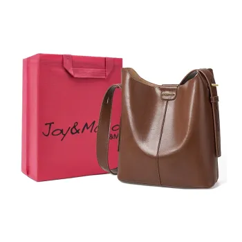 Joy&Mario Cow Leather Practical Casual For Commuters Medium Size Women's Coffee/Gold Brown