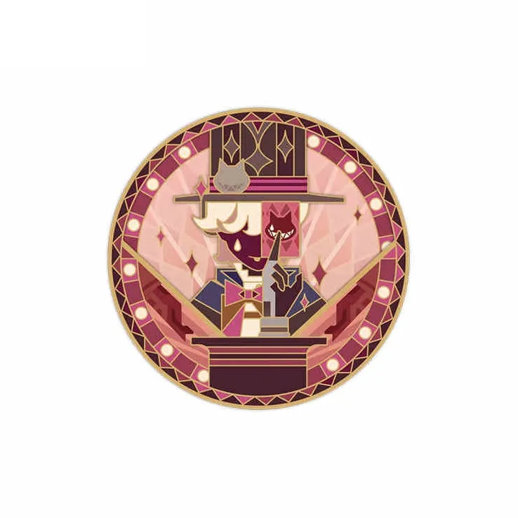 GenShin Hu Tao Nasiya Naville Furina Leosli Zhongli Linny Rainbow Invitation Collection Rotating Metal Genshin Badges-4