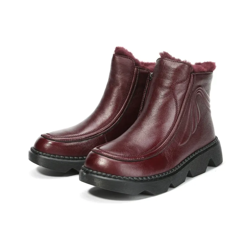 Old Meihua Ankle Boots Women's Black/Burgundy-6
