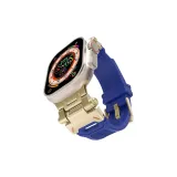 Apple Explorer Silicone Strap, Gold-Tone Lock Blue