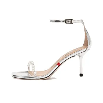 Staccato Oxygen Fairy Shoes Slim Heel High Heels 7.5cm Women's Moonlight Silver White