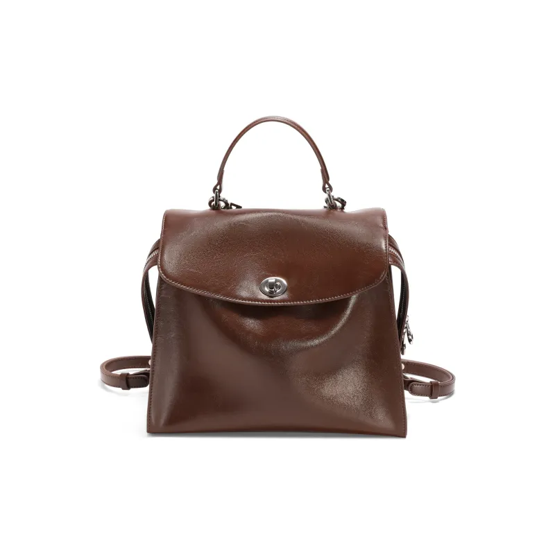 BELLE Synthetic Leather Backpack On The Shoulder Tubas Women's Black/Coffee-8